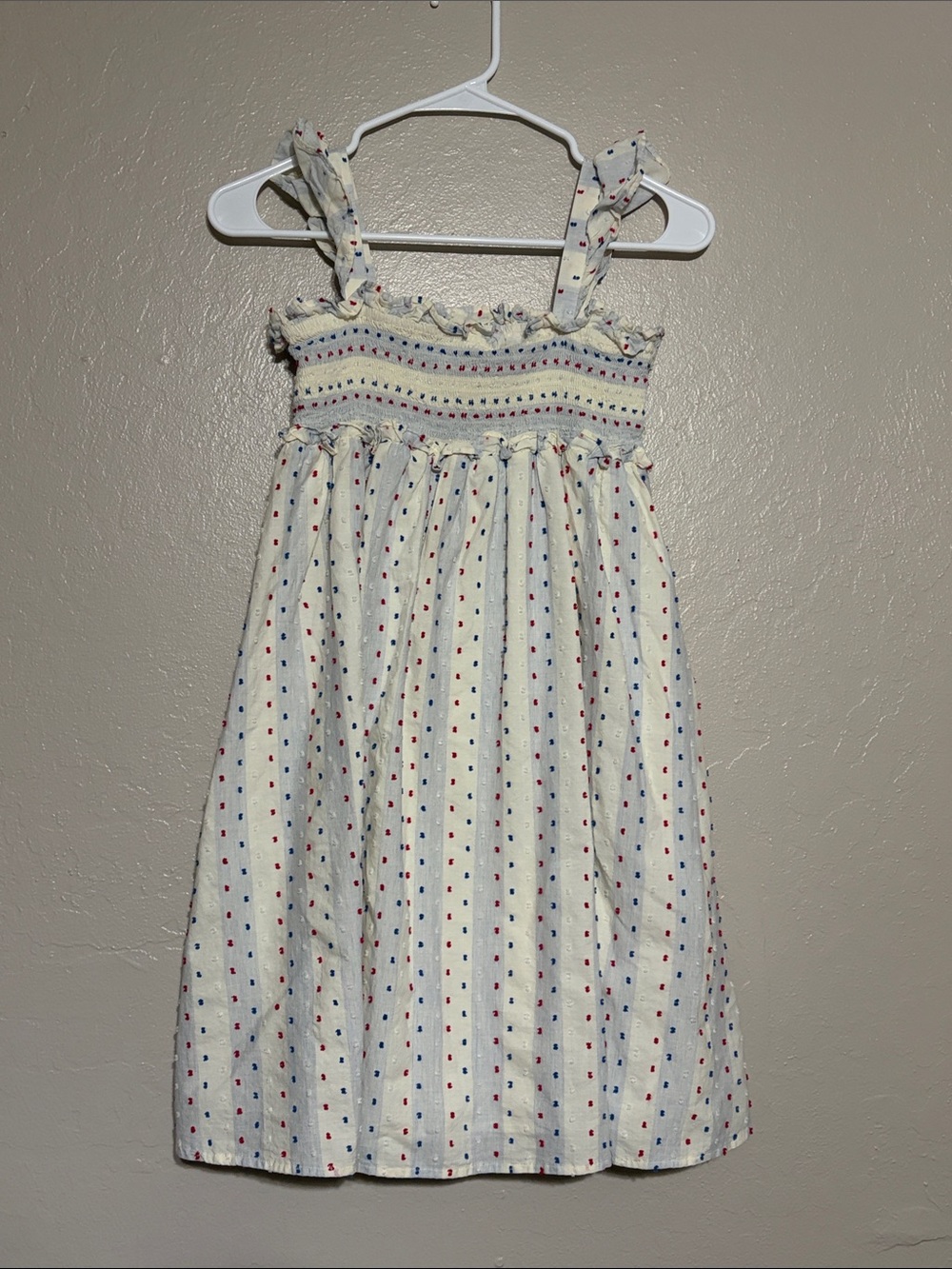Cat & Jack Cream Sundress with Red and Blue Dot Print